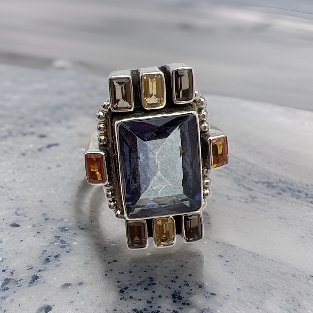 🦋NICKY BUTER RAJ LIMITED EDITION Blue Quartz Citrine Gemstone Ring Size 7 - Picture 8 of 13